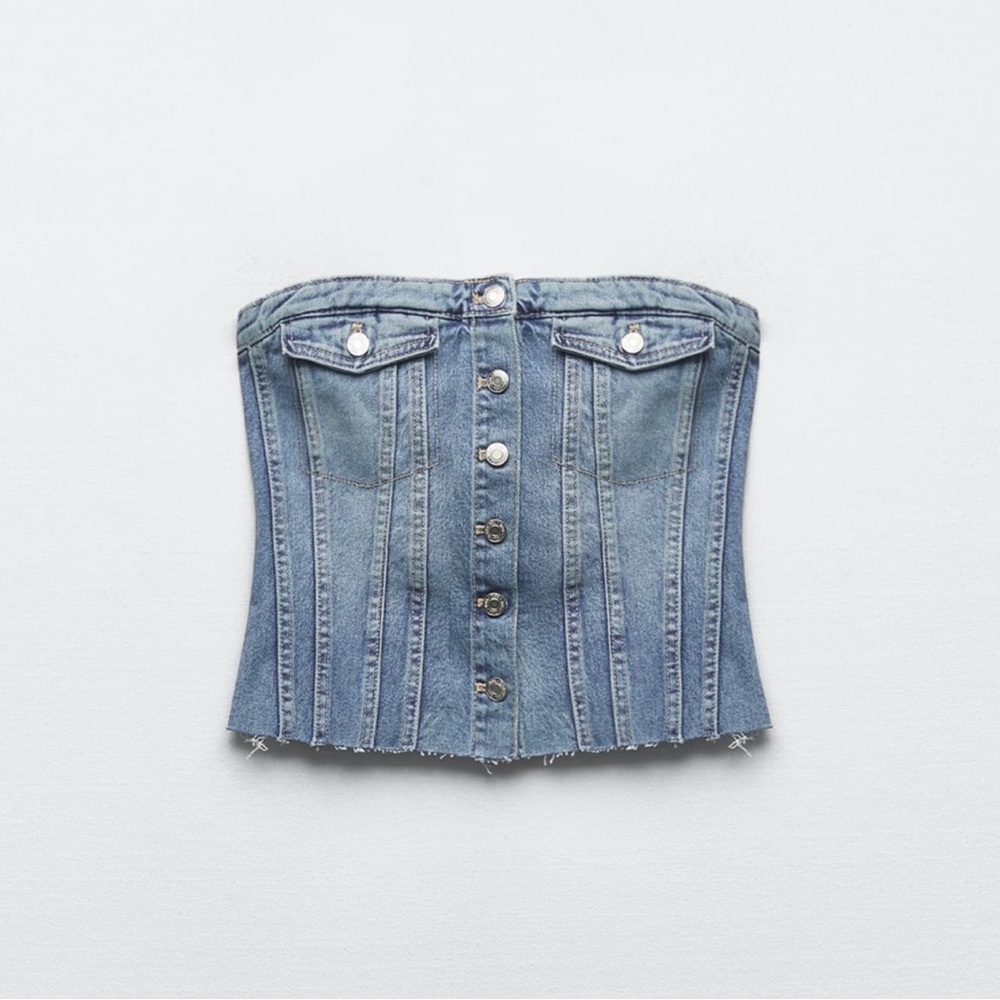 zara denim corset